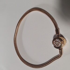 Authentic Pandora Signature Crown Chain Bracelet, Rose Gold
